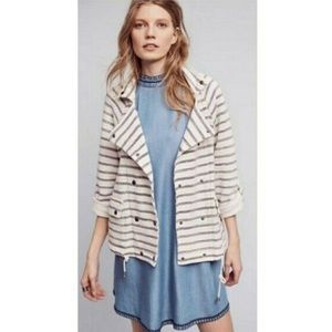 Anthropologie Dolan Left Coast Striped Sweater Jacket in Ivory / Grey sz Medium